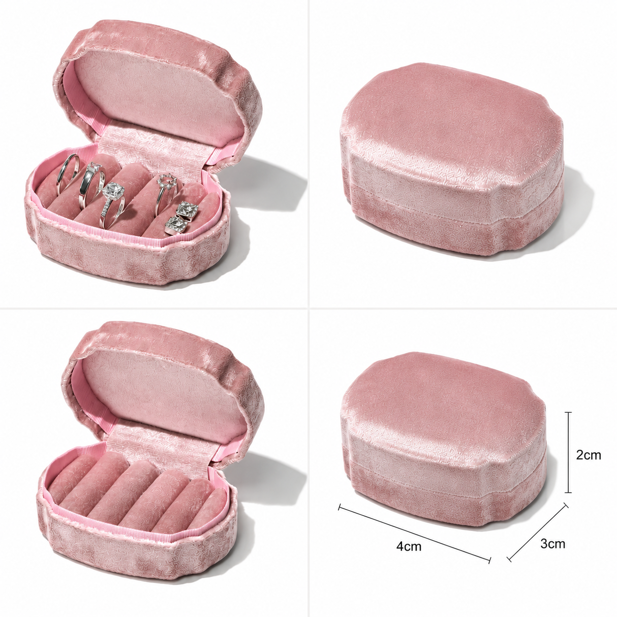 The Velvet Rectangle Ring Jewelry Box Case, Velvet Lined