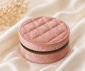 Round Velvet Zip-Around Travel Jewelry Case, Velvet Lined