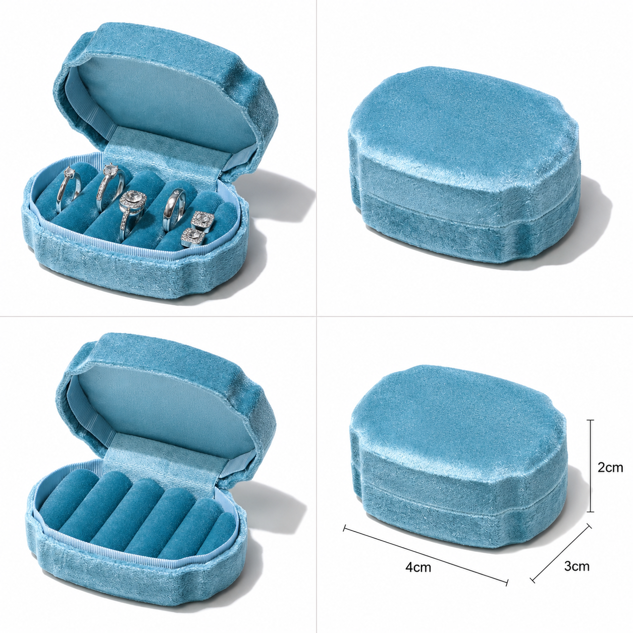 The Velvet Rectangle Ring Jewelry Box Case, Velvet Lined